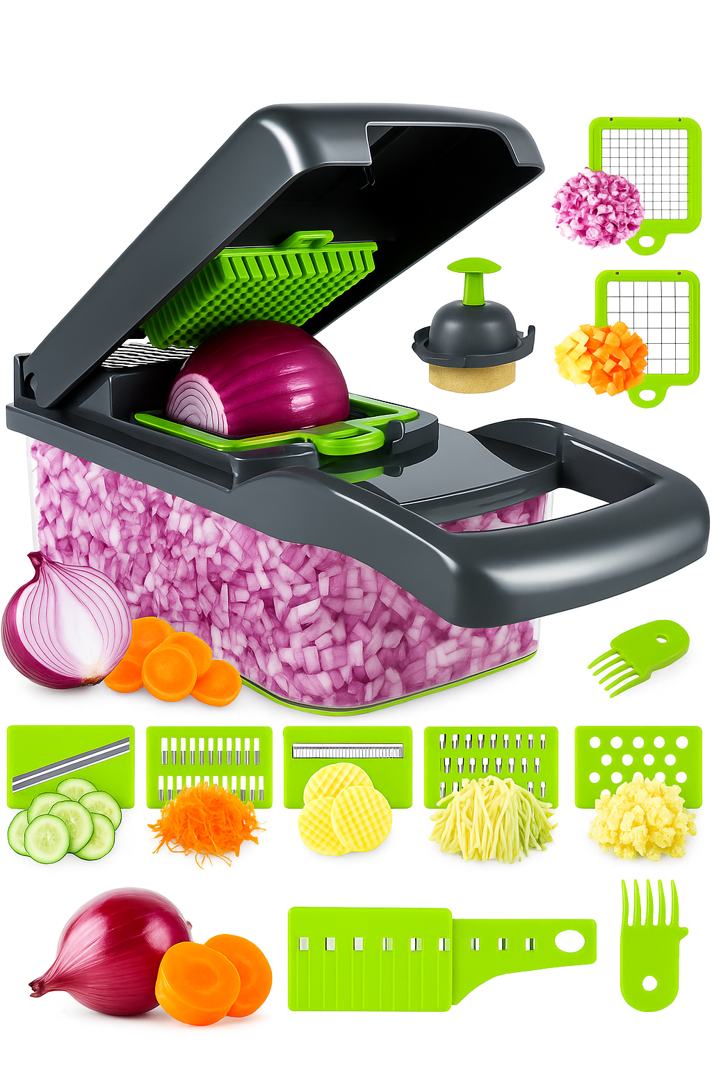 14-in-1 Magic Vegetable Chopper – Chop, Slice & Dice in Seconds”